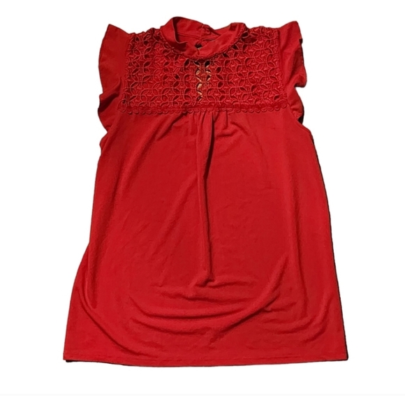 ❤️🌹 Massini · Red Lace Blouse · Size Small - Picture 1 of 5